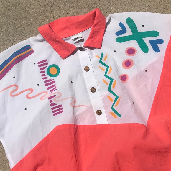 Teddy Sport Funky Print Quarter Button Blouse - Picture 2 of 2